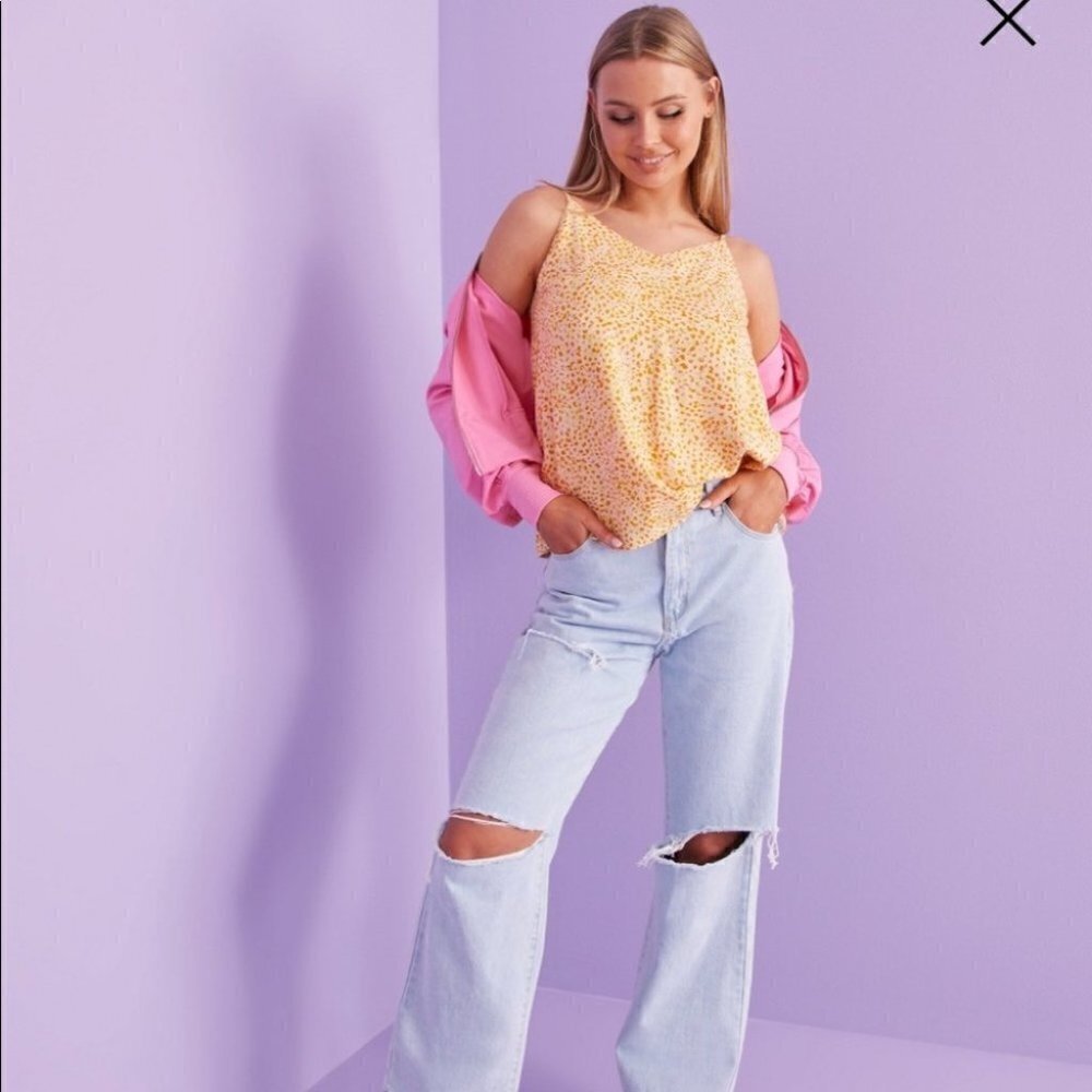 𝅺selected Femme NWT Slfjalina strappy tank top keyhole back in pink chalk sz 6